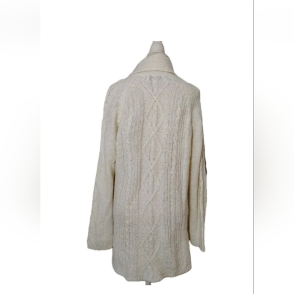 Susan Graver Chunky Cable Knit Cardigan Sweater Cream Women's Size L - Picture 3 of 5